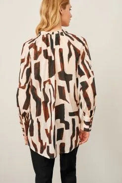 Next Curved Hem Long Sleeve Tunic V-Neck Top -Women's Shirts & Blouses Sales D21 913s3