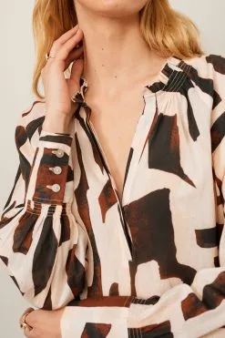 Next Curved Hem Long Sleeve Tunic V-Neck Top -Women's Shirts & Blouses Sales D21 913s4