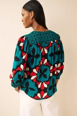 Next Curved Hem 3/4 Sleeve V-Neck Top -Women's Shirts & Blouses Sales D21546s3