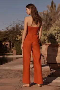 Next Red 100% Linen Bandeau Jumpsuit -Women's Shirts & Blouses Sales D23805s4