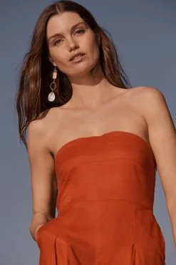 Next Red 100% Linen Bandeau Jumpsuit -Women's Shirts & Blouses Sales D23805s6