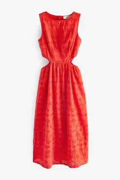 Next Broderie 100% Cotton Sleeveless Cut-Out Midi Dress -Women's Shirts & Blouses Sales D23827s5