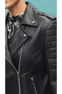 Next Black Leather Biker Jacket -Women's Shirts & Blouses Sales D27 349s4