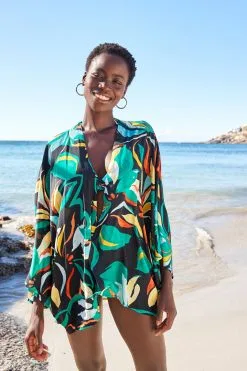 Next Multi Black Floral Kimono -Women's Shirts & Blouses Sales D28 375s2