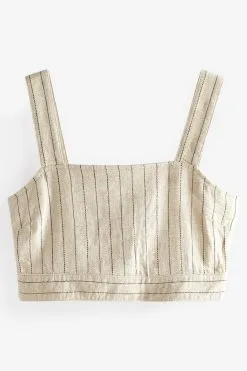 Next Cream Linen Blend Pinstripe Coord Cropped Top 9 Next Cream Linen Blend Pinstripe Coord Cropped Top -Women's Shirts & Blouses Sales D34502s4