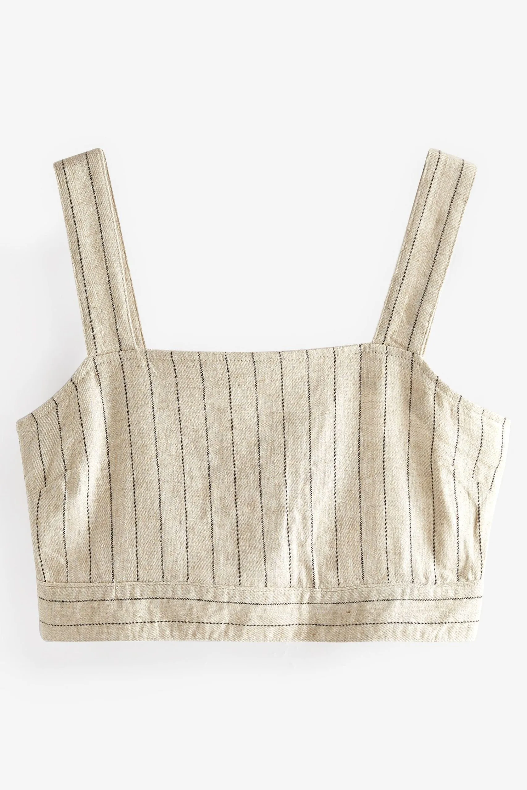 Next Cream Linen Blend Pinstripe Coord Cropped Top 6 Next Cream Linen Blend Pinstripe Coord Cropped Top - Image 4