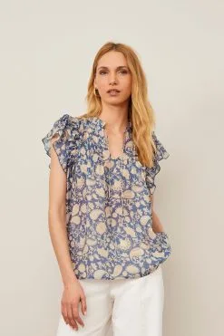 Next Flutter Sleeve Pintuck V-Neck Short Sleeve Blouse