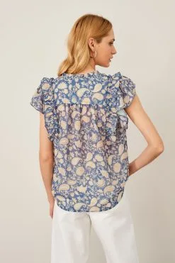 Next Flutter Sleeve Pintuck V-Neck Short Sleeve Blouse -Women's Shirts & Blouses Sales D41 972s3