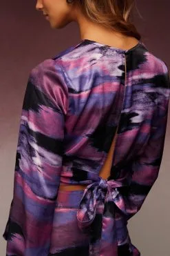 Next Knot Front Long Sleeve Satin Top -Women's Shirts & Blouses Sales D43 230s3