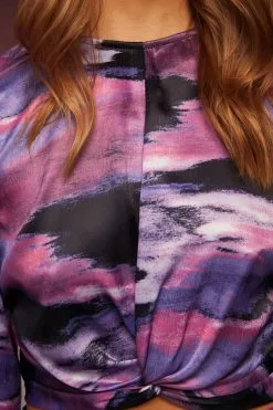 Next Knot Front Long Sleeve Satin Top -Women's Shirts & Blouses Sales D43 230s4