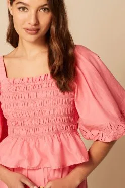 Next Cotton Shirred Top With Broidery Detail -Women's Shirts & Blouses Sales D43801s5