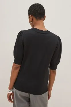 Next Gem Detail Short Sleeve Knit Top -Women's Shirts & Blouses Sales D49 298s3