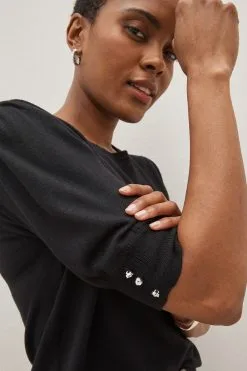 Next Gem Detail Short Sleeve Knit Top -Women's Shirts & Blouses Sales D49 298s4