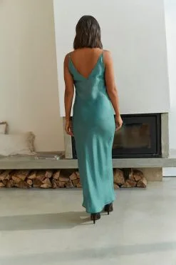 Next Teal Blue Sheer Midi Metallic Slip Dress -Women's Shirts & Blouses Sales D49 820s3