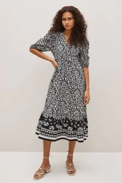 Next Floral Puff Sleeve Poplin Dress