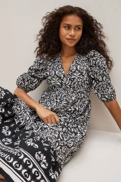 Next Floral Puff Sleeve Poplin Dress -Women's Shirts & Blouses Sales D49797s5