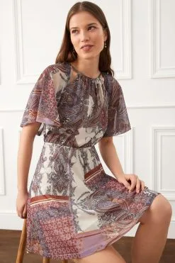 Next Flutter Sleeve Mesh Mini Dress