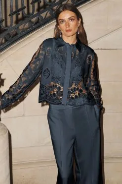 Next Premium Occasion Collared Lace Long Sleeve Shirt