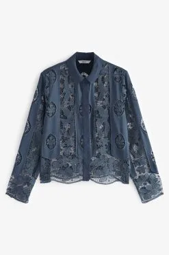 Next Premium Occasion Collared Lace Long Sleeve Shirt -Women's Shirts & Blouses Sales D57284s5