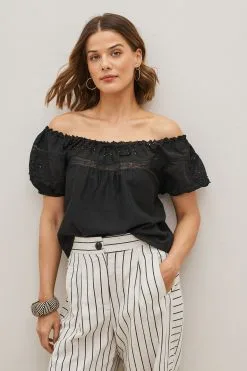 Next Lace Detail Short Sleeve Top