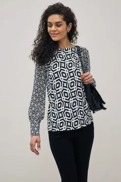 Next Long Sleeve Crew Neck Cuff Blouse -Women's Shirts & Blouses Sales D64542s4