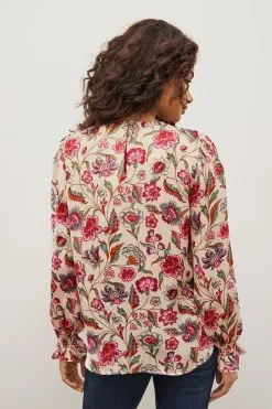 Next Ecru Floral Print Knot Front Blouse -Women's Shirts & Blouses Sales D80631s3