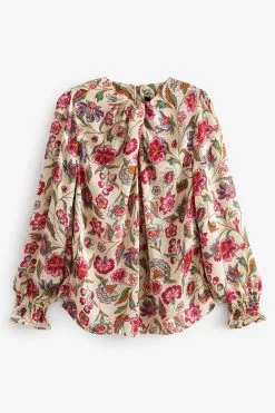 Next Ecru Floral Print Knot Front Blouse -Women's Shirts & Blouses Sales D80631s5