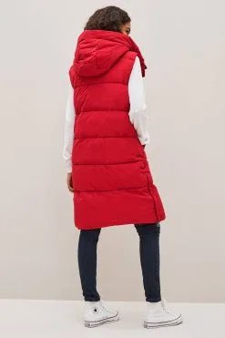 Next Red Longline Padded Hooded Gilet -Women's Shirts & Blouses Sales D82556s4