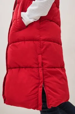 Next Red Longline Padded Hooded Gilet -Women's Shirts & Blouses Sales D82556s5