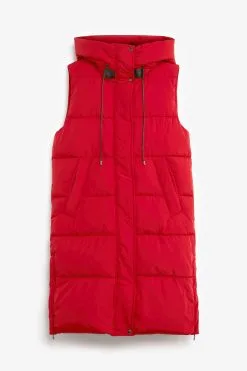 Next Red Longline Padded Hooded Gilet -Women's Shirts & Blouses Sales D82556s6