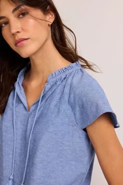 Next Capped Sleeve V-Neck Top With Linen -Women's Shirts & Blouses Sales M52 799s4