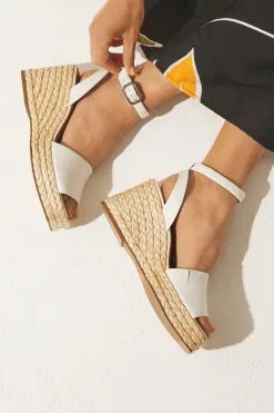 Next Forever Comfort® Leather Raffia High Wedges