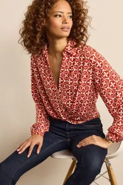 Next Twist Front Long Sleeve Collar Shirt