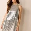 Next Silver Sparkle Sequin Fringed Sleeveless Top -Women's Shirts & Blouses Sales M78 617s