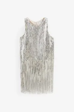 Next Silver Sparkle Sequin Fringed Sleeveless Top -Women's Shirts & Blouses Sales M78 617s6