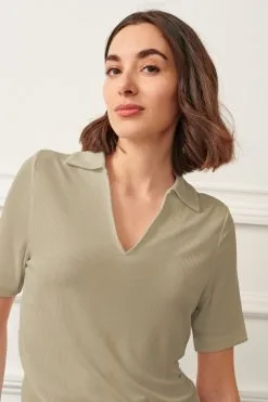 Next Ribbed Polo Neck Short Sleeve T-Shirt