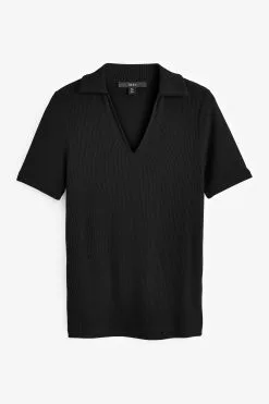Next Ribbed Polo Neck Short Sleeve T-Shirt -Women's Shirts & Blouses Sales M78 763s5