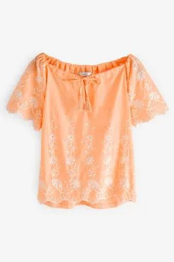 Next Embroidered Short Sleeve Woven Mix Kaftan Top -Women's Shirts & Blouses Sales M97 608s5