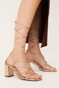 Next Signature Leather Caged Knot Block Heels