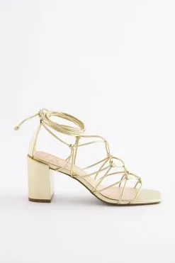 Next Signature Leather Caged Knot Block Heels -Women's Shirts & Blouses Sales T06 689s3