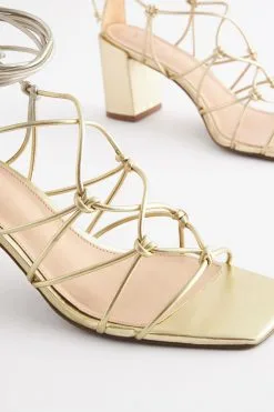 Next Signature Leather Caged Knot Block Heels -Women's Shirts & Blouses Sales T06 689s5