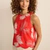 Next Embroidered Palm Scallop Trim Sleeveless Top -Women's Shirts & Blouses Sales T31 031s