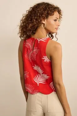 Next Embroidered Palm Scallop Trim Sleeveless Top -Women's Shirts & Blouses Sales T31 031s3