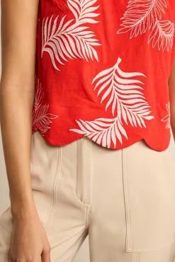 Next Embroidered Palm Scallop Trim Sleeveless Top -Women's Shirts & Blouses Sales T31 031s4