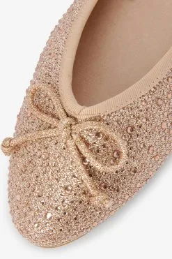 Next Champagne Gold Forever Comfort® Sparkly Bow Ballerina Shoes -Women's Shirts & Blouses Sales T37873s4