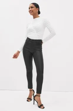 Next Long Sleeve Ruched Front Textured Top