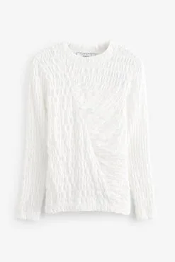 Next Long Sleeve Ruched Front Textured Top -Women's Shirts & Blouses Sales T55310s4