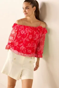 Next Off Shoulder Long Sleeve Corsage Top