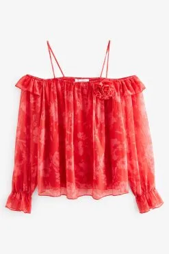 Next Off Shoulder Long Sleeve Corsage Top -Women's Shirts & Blouses Sales T70 513s5