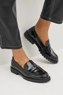 Next Black Forever Comfort® Clean Patent Chunky Loafer Shoes